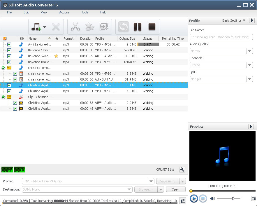 Click to view Xilisoft Audio Converter 6.3.0.0805 screenshot