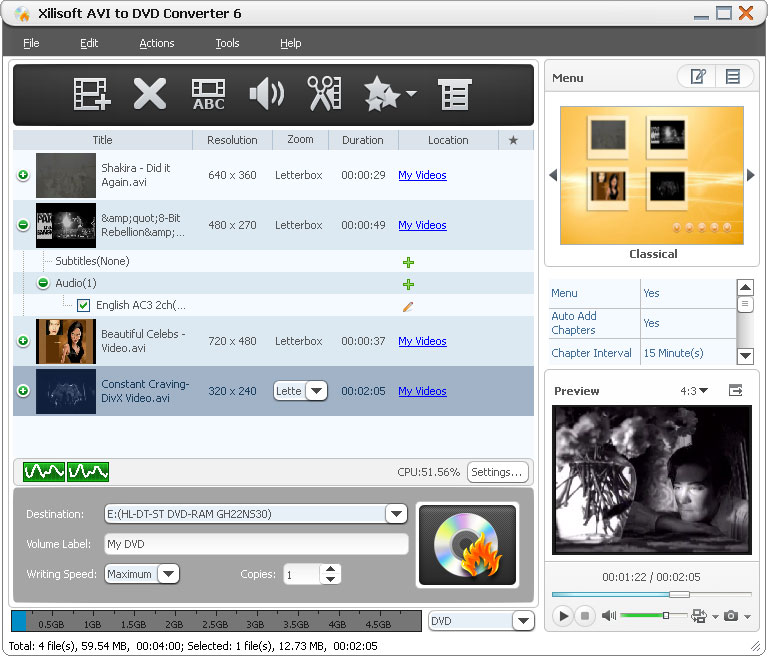Click to view Xilisoft AVI to DVD Converter 6.2.1.0321 screenshot