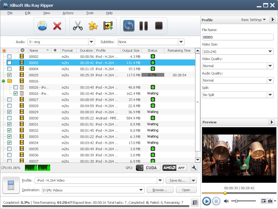 Click to view Xilisoft Blu Ray Ripper 6.0.0.1118 screenshot