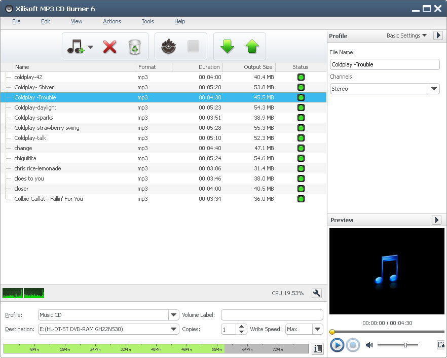 Click to view Xilisoft MP3 CD Burner 6.3.0.0805 screenshot