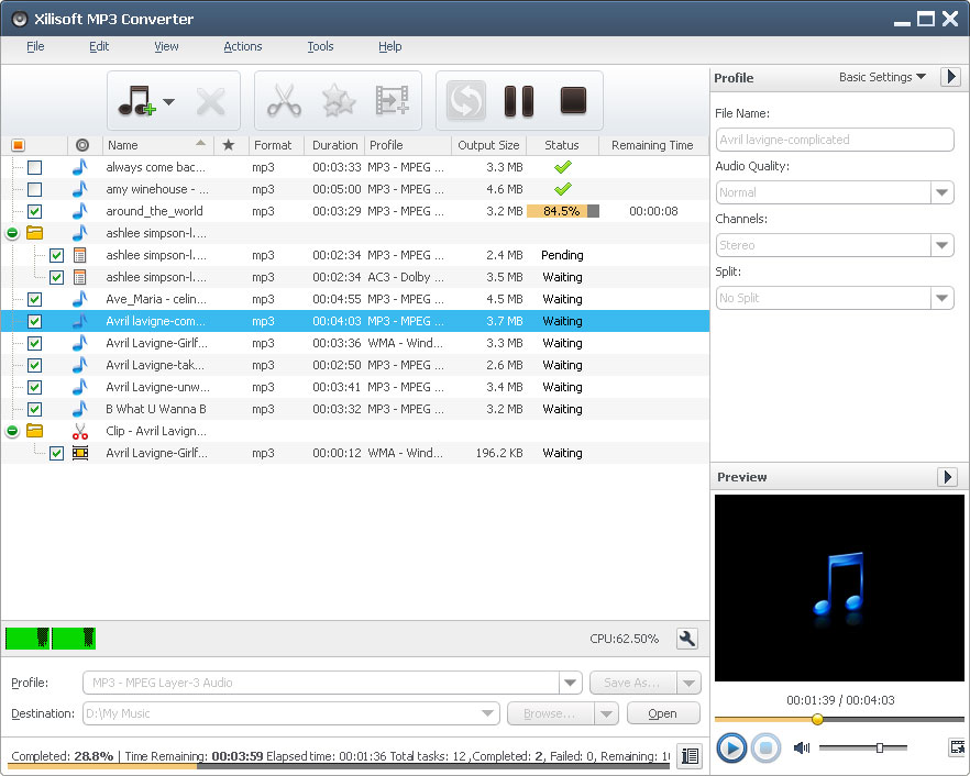 Click to view Xilisoft MP3 Converter 6.3.0.0805 screenshot