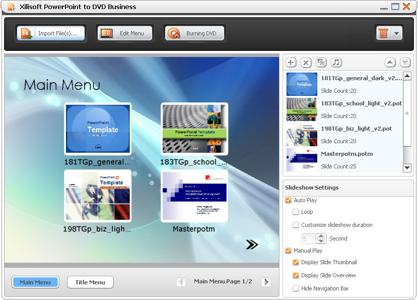Click to view Xilisoft PowerPoint to DVD Business 1.0.1.1119 screenshot
