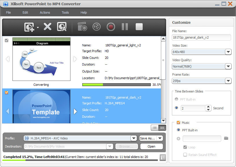 Click to view Xilisoft PowerPoint to MP4 Converter 1.0.4.1018 screenshot