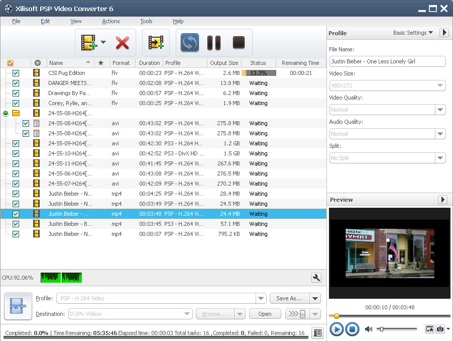 Click to view Xilisoft PSP Video Converter 6.6.0.0623 screenshot