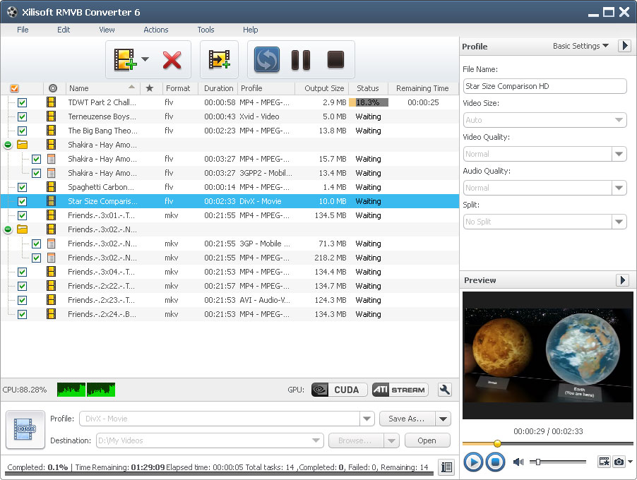 Click to view Xilisoft RMVB Converter 6.5.1.0120 screenshot