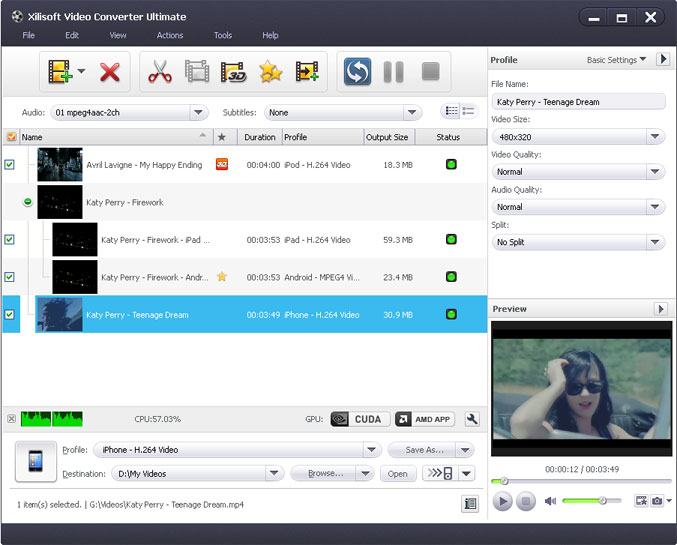 Click to view Xilisoft Video Converter Standard 7.0.0.1121 screenshot
