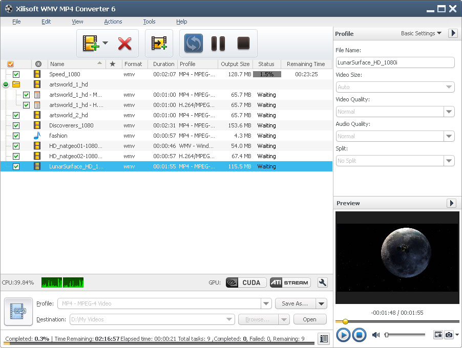 Click to view Xilisoft WMV MP4 Converter 6.5.1.0120 screenshot